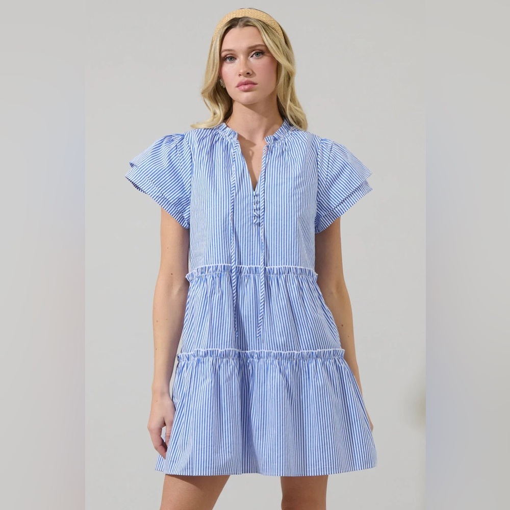 SugarLips Sherah Striped Empire Tiered Mini Dress